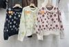 Tejido de Punto con Estampado de Flores Estilo Coreano Otoño e Invierno Nuevo Estilo Holgado Perezoso Diseño Dulce Cuello Redondo Tejido de Punto Navideño para Mujer