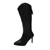 Botas de Caña Alta Botas Largas con Corte en V para Mujer 2025 Otoño Nuevo Estilo Transfronterizo Tacón Delgado Botas de Tacón Alto Versátiles Botas de Montar