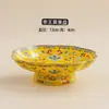 Prato Alto de Frutas Esmaltado Estilo Palácio Chinês Jingdezhen Prato de Sobremesa Cerâmico Prato de Homenagem para Salão Budista Prato de Exibição para Templo