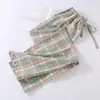 Venta al por mayor Envío directo Primavera Verano Algodón Lino Ropa de casa para mujer Cintura elástica Pierna ancha Pantalones cortos Casual Cómodo Pijama para el hogar