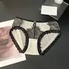 Bragas Dulces de Encaje de Lujo Ligero Estilo Francés, Entrepierna de Algodón Puro Transpirable, Braguitas Finas de Cintura Media para Mujer