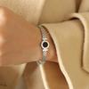 Pulsera Vintage Simple Romana Hueca de Acero de Titanio Moda Elegante Nicho de Alta Gama Pulsera para Mujer Elegante y sin Color