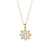Collar Transfronterizo Estilo Coreano de Acero de Titanio para Mujer con Microincrustaciones de Piedra Girasol Moda Elegante Combinable que No se Desvanece Cadena para Clavícula Joyería