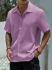 2026 E-commerce Transfronteiriço Camisa Masculina Verão Novidades Roupas Masculinas Cor Sólida Manga Curta Esportivo Casual Top Respirável