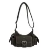 Bolso de hombro moderno y genial con múltiples bolsillos, estilo retro americano de motocicleta, perfecto para el uso diario, para ir al trabajo y versátil como bolso cruzado.