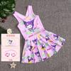 Traje de baño de una pieza para niñas, novedad de 2024, conjunto de falda de baño para niños de dibujos animados, bañadores para niños pequeños y medianos, traje de baño para niñas