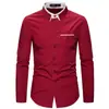 Nova Camisa Masculina Moda Europeia e Americana Primavera 2020 Gola Dupla Cor Sólida Business Casual Slim-fit Tamanho Grande Manga Longa Multicolor