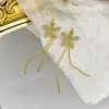 Pendientes de Pétalo de Diamante Personalizados de Aguja Plateada, Pendientes de Borla Larga de Lujo Accesible, Pendientes de Moda de Nicho de Alta Gama para Mujer