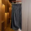 Nueva Falda Botonada Jacquard Estilo Chino para Mujer, Primavera 2026, Moderna Falda Midi Ajustada de Cintura Alta con Abertura, Línea A