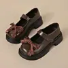 Zapatos de mujer de cuero, punta redonda, suela gruesa, cierre de velcro, nueva colección otoño 2026, estilo británico, estilo japonés, con lazo, Mary Janes planos