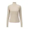 Camiseta Básica de Punto con Cuello Medio Cepillado 2026 Otoño Nuevo Ajustada de Manga Larga