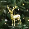Decoraciones de Navidad, adornos dorados para árbol de Navidad, copos de nieve creativos, zapatos de cristal, colgantes de renos, accesorios galvanizados, colgantes