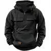 Moletom Novo Estilo Americano Outono e Inverno para Homens, Cor Sólida Europeu e Americano Retrô Solto com Capuz Forrado com Fleece Jaqueta com Zíper