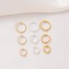 Anillo de cuentas redondas picadas con retención de color de oro de 14K hecho a mano diy anillo de cuentas de oro tonto anillo de encaje plateado de doble orificio