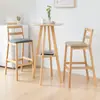 Mesa de Bar Doméstica Mesa Redonda Pequena Cadeira Simples para Varanda Café Banqueta Alta Combinação Pernas de Madeira Maciça Nórdico Loja de Chá com Leite
