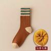 Calcetines Rayados Gruesos de Otoño e Invierno para Mujer, de Media Pantorrilla, Forrados de Felpa, Cálidos, Calcetines Retro para Mujer, Venta al por Mayor Fabricante de Calcetines Zhuji