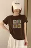 Camiseta de Algodão Canelada de Treze Linhas para Mulheres com Impressão Digital Direta, Top de Manga Curta Acinturado, Fornecimento Exclusivo da Segunda Remessa de Verão