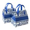 Bolsa de aislamiento térmico de venta caliente transfronteriza, embalaje para llevar, bolsa no tejida con patrón azul, película de impresión, bolsa no tejida