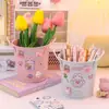 Porta-Canetas Criativo Caixa de Armazenamento para Mesa DIY Estilo Menina para Crianças, Meninas, Estudantes, Porta-Canetas Simples de Grande Capacidade Atacado