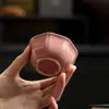 Taza de Té Octogonal Rosa de Cerámica Ru de la Dinastía Tang y Song, Taza Maestra de Cerámica para el Hogar, Juego de Té Kung Fu, Taza de Té para Eruditos, Taza Individual