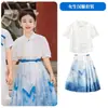 Saia Hanfu Infantil Estilo Chinês para Apresentação de 1º de Junho, Traje Tradicional para Alunos do Ensino Fundamental, Roupa para Foto de Formatura do Jardim de Infância, Verão