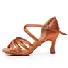 Sapatos de Dança Latina para Mulheres, Salão de Dança para Adultos com Solado Macio, Saltos Médio-Altos, Crianças Maiores Prática Cetim Profissional Dança Sapatos de Dança Country
