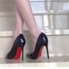Zapatos de Tacón Alto para Mujer, Tacones de Aguja, Nuevo Estilo Primavera y Otoño 2025, Negros con Suelas Rojas, Talla Grande Zapatos de Punta Únicos