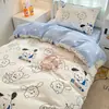 Conjunto de Roupa de Cama de Três Peças em Algodão para Dormitórios de Estudantes Universitários, Lençol Puro Algodão, Capa de Edredom, Lençol com Elástico, Conjunto de Cama de Quatro Peças para o Verão