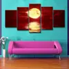 Pintura Decorativa Moderna Simple de Cinco Juntas Mar Rojo Luna Pintura en Aerosol Creativa Pared de Fondo de Sofá Pintura Colgante Pintura al Óleo