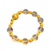 Nuevo Método Antiguo Chino Oro de Arena Grabado Flor de Peonía Pulido Ojo de Gato Pulsera Cristal Blanco Cuenta de la Suerte Estilo Chino Pulsera Venta al por Mayor