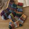 Calcetines de Moda ins para Hombre Estilo Étnico Famoso Tótem Retro Rayas de Color Grueso Caña Larga Engrosada Otoño e Invierno Deportes Estilo Invierno