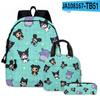 3D Nuevo Producto Impreso Periférico Sanrio Kuromi Mochila Bolso Escolar Estuche para Lápices Bolso de Hombro Set de Tres Piezas