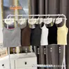 Top Camisola de Algodão Canelado Escovado com Duas Alças para Outono e Inverno para Mulheres com Sutiã Embutido Camada Interna Quente Top Versátil