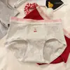 Calcinha Feminina de Algodão Puro Skin-Friendly Vintage Cereja Menina 10A com Renda Macia na Borda Cintura Média Virilha Estendida Antibacteriana