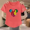 Nova Camiseta Branca de Algodão Imitado Estilo Coreano de Manga Curta para Mulheres Verão 2024 Top Soltinho Estampado de Manga Curta Camisa Base para Mulheres