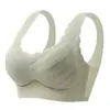Sutiã de seda gelada respirável com alça larga e costas bonitas Feminino de algodão bolha com renda sem fio, sem costura, plus size, roupa íntima fina