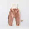 Calça de Bebê Recém-Nascido com Botão na Entreperna Sem Entreperna Calça Quente Algodão Puro para Bebês de Poucos Meses Cintura Alta Proteção da Barriga Calça Legging Infantil