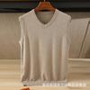 Chaleco de primavera y otoño para hombre, suéter con cuello en V, suéter sin mangas, suéter de talla grande que combina con todo, chaleco de trabajo