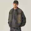 Jaqueta jeans vintage desbotada e desgastada, tendência de nicho transfronteiriça para homens, nova jaqueta casual solta primavera/outono 2026