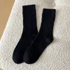 Meias Longas Cinzas Novas para Outono e Inverno, Ponto Duplo, Algodão, Respiráveis, Absorventes de Suor, Antibacterianas, Anti-Pilling, Pretas, Brancas, Cinzas, Meias Femininas Estilo Japonês
