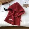 Balaclava Estilo Coreano Chapéu Cachecol Feminino Outono Inverno Tudo-em-Um Proteção Quente para Ouvidos Chapéu de Lã Tricotado Versátil