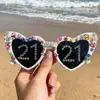 Gafas de Fiesta de Cumpleaños Transfronterizas Nuevas 2025 Moda Incrustaciones de Diamantes Perla Digital Corazón Hombres y Mujeres Decorativas Fotográficas Gafas de Sol