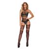 Lencería Sexy Tentación Sexy Cuello Colgante Hueco Entrepierna Abierta Transparente Una Pieza Malla Red Agujero Una Pieza Medias de Red w436