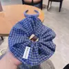Serie de Cuadros Azul Francés Anillo para el Pelo Intestino Grueso Resorte Retro Pequeño Fresco Estilo Universitario Accesorios para el Pelo Cola de Caballo Titular