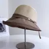 Sombrero de Pescador Simple Artístico de Retazos Textiles para Mujer, Sombrero de Cubo Transpirable con Protección Solar para el Verano, Sombrero de Paja de Vacaciones de Viaje Tendencia
