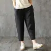 Pantalones de Algodón y Lino para Mujer Verano 2025 Nuevos Pantalones de Lino Sueltos Ajustados Pantalones de Salón Estilo Coreano Acortados Casuales Pantalones de Zanahoria
