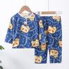 Pijama de Algodão e Seda Fino de Verão para Crianças Roupa de Casa Conjunto Meninos e Meninas Bebê Pijama de Algodão e Seda de Manga Longa Conjunto para Ar Condicionado