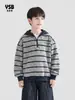 Ropa Infantil Yingsibo Sudadera con Capucha Rayada para Niños Top Infantil Otoño Pulóver de Media Cremallera Ropa para Niños