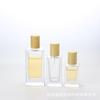 Botella de perfume de vidrio transparente, portátil, cuadrada, de 30 ml/50 ml/100 ml, con pulverizador a presión