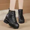 Primavera/Verão 2026 Novo Comércio Exterior Confortável Casual Plataforma Sola Grossa Oculta Aumento Botas de Cano Curto Femininas Bico Redondo Botas Transfronteiriças